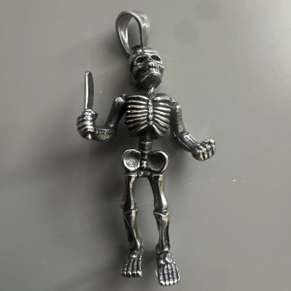 Skeleton Stainless Steel Pendant Knife Skull 24” Skull Bones Axe Knife Viking